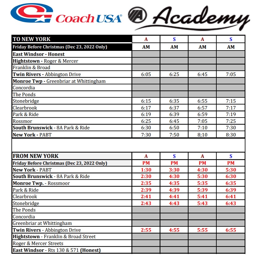 Coach USA Bus Schedule: Port Authority to NYC